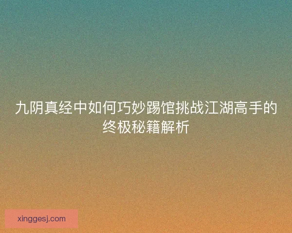九阴真经中如何巧妙踢馆挑战江湖高手的终极秘籍解析 九阴真经中如何巧妙踢馆挑战江湖高手的终极秘籍解析