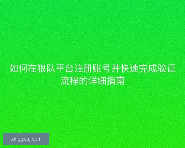 如何在狼队平台注册账号并快速完成验证流程的详细指南