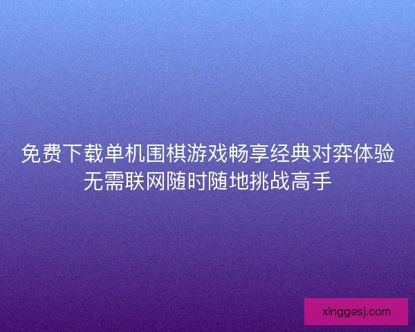 免费下载单机围棋游戏畅享经典对弈体验无需联网随时随地挑战高手
