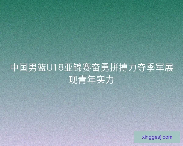 中国男篮U18亚锦赛奋勇拼搏力夺季军展现青年实力