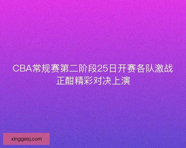 CBA常规赛第二阶段25日开赛各队激战正酣精彩对决上演 CBA常规赛第二阶段25日开赛各队激战正酣精彩对决上演