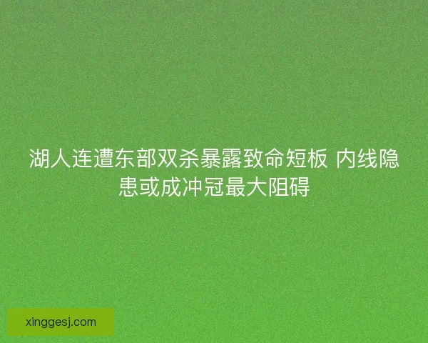湖人连遭东部双杀暴露致命短板 内线隐患或成冲冠最大阻碍