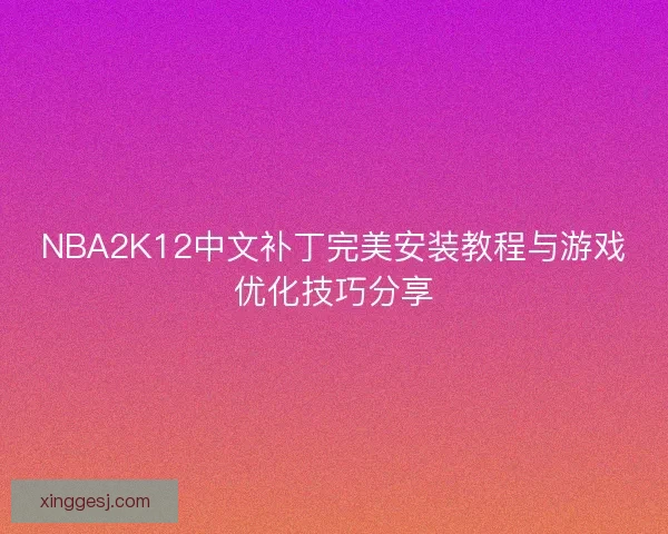 NBA2K12中文补丁完美安装教程与游戏优化技巧分享 NBA2K12中文补丁完美安装教程与游戏优化技巧分享